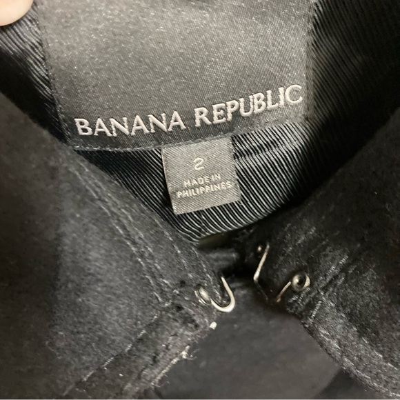 Banana Republic Black Melton Lined Wool Short Trench Coat Size 2 Missing Belt - Picture 3 of 9